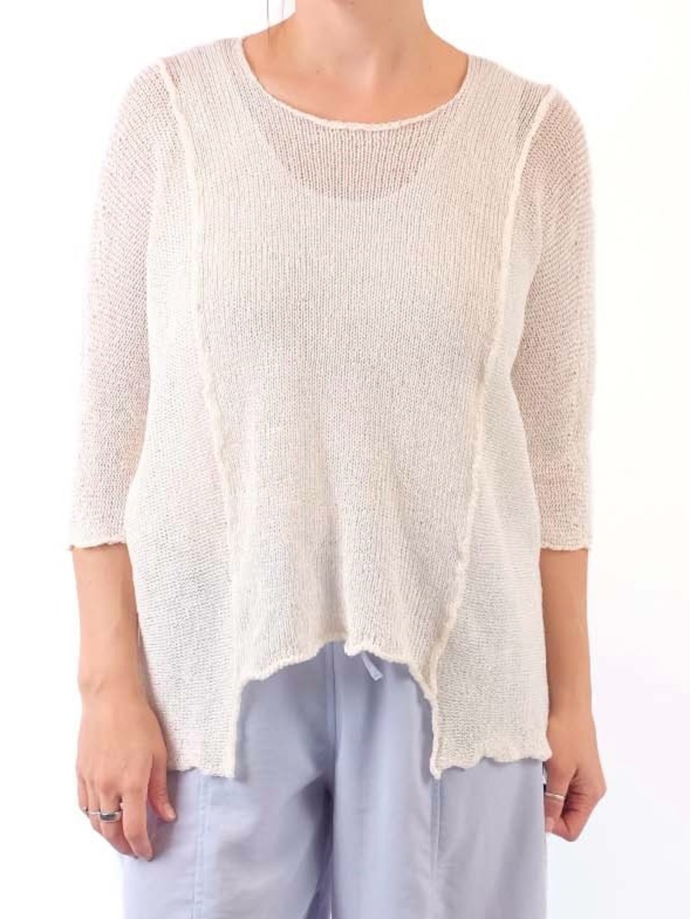 Paper Temples Lightweight Cream Raffia Knit Sweater - Women's Casual Pullover
